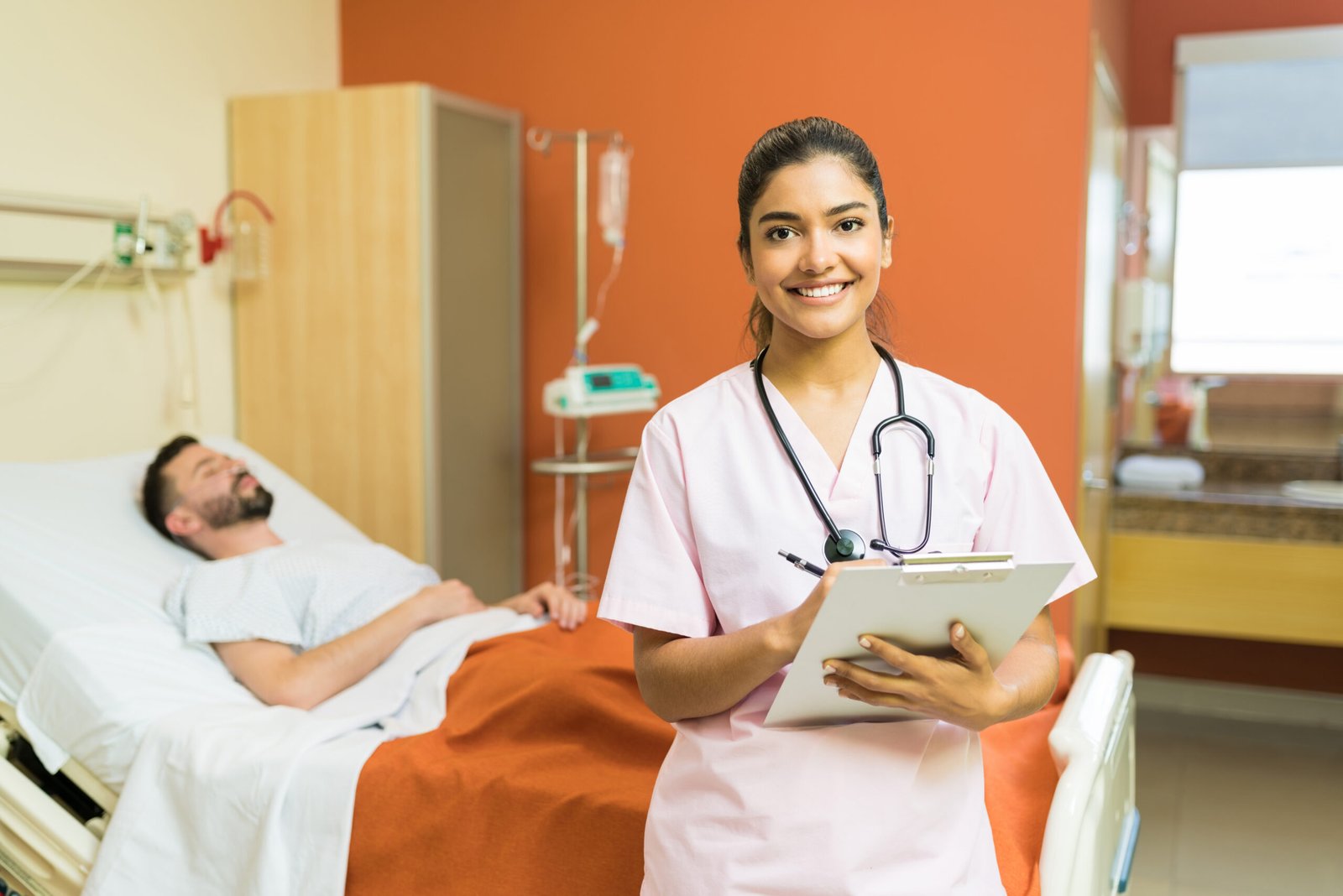Nurse providing post-operative recovery care