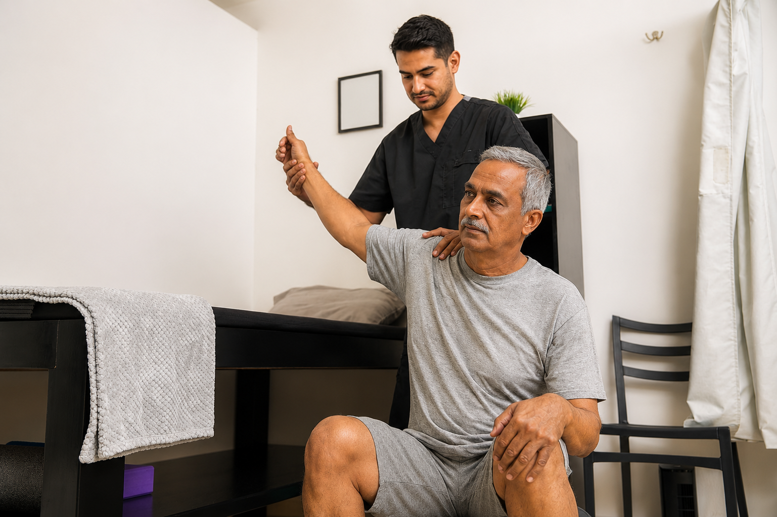 At-home physiotherapy and mobility restoration session
